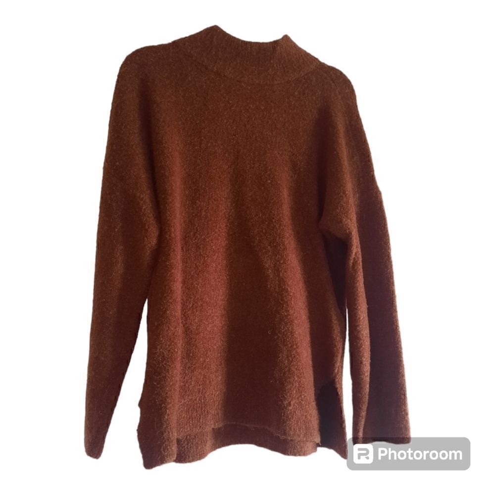 Abercrombie & Fitch Brown Ribbed Cuffs Wool Blend Turtleneck Sweater